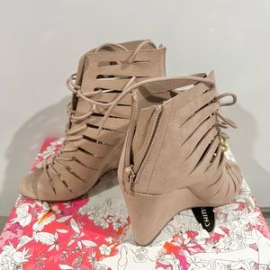 Peep toe bootie sandal heels